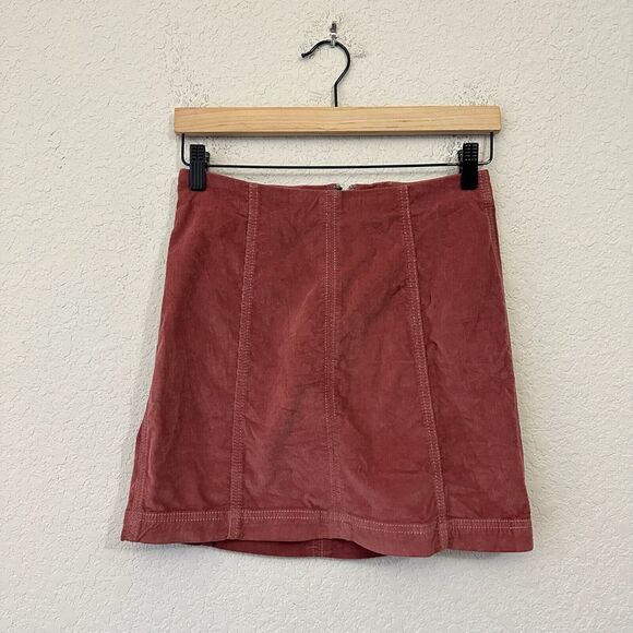 NWOT FREE PEOPLE Modern Femme Corduroy Mini Skirt in Reddish Brown - Picture 1 of 11